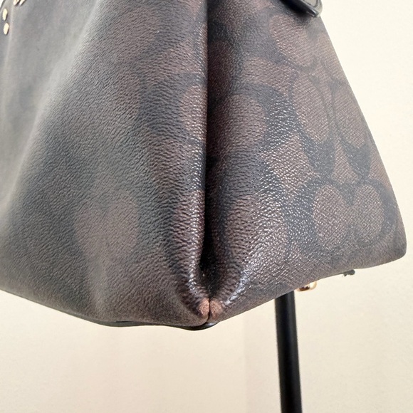 Coach Lillie Carryall Signature Canvas Brown Black Satchel Crossbody - Picture 5 of 12